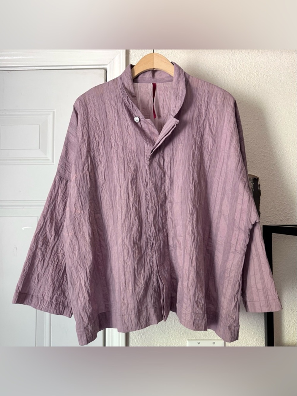 BLANQUE dusty‎ lilac lavender lagenlook cotton gauze boxy button up shirt